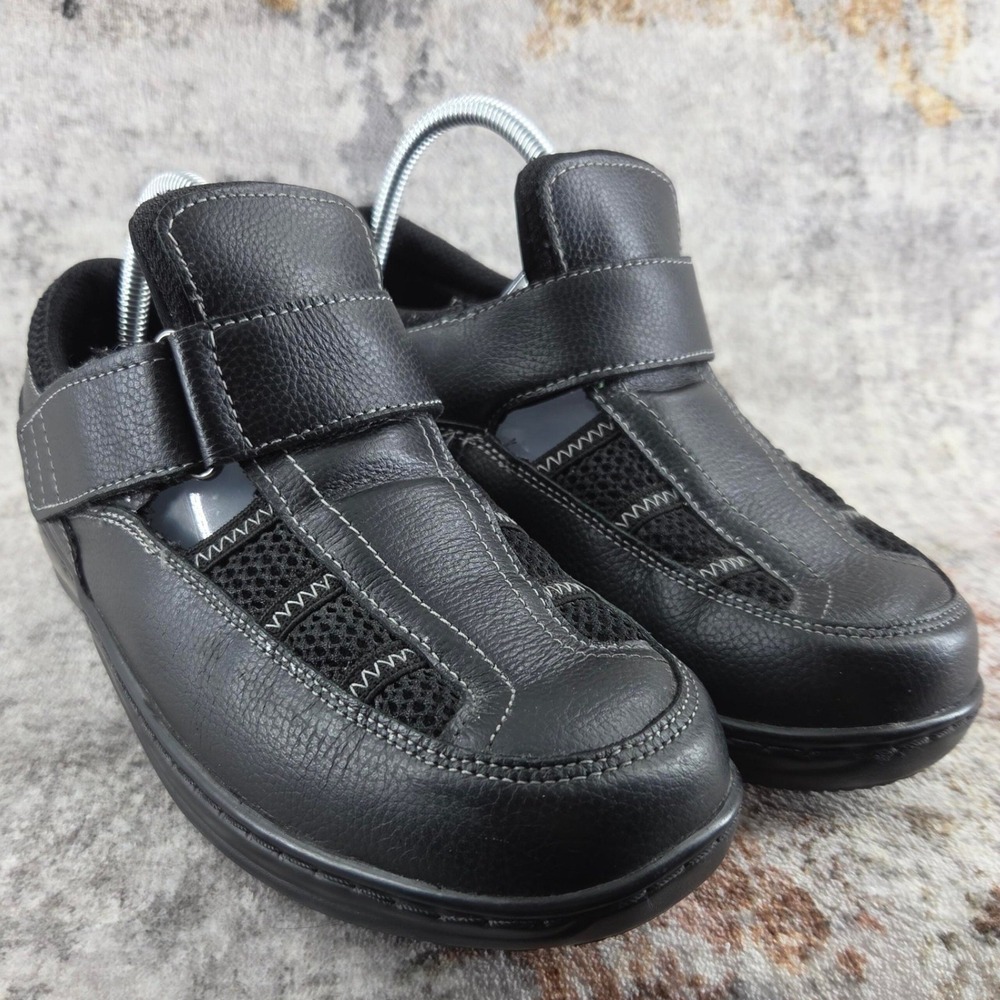 Orthofeet 571 Melbourne Shoes Womens 8.5 Extra Wide Black Leather Orthopedic